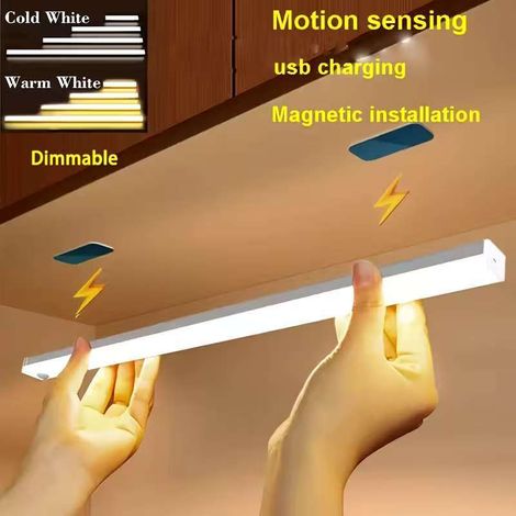 Ruban LED magnétique rechargeable, capteur de mouvement, pour placard et chambre，blanc (1/5)