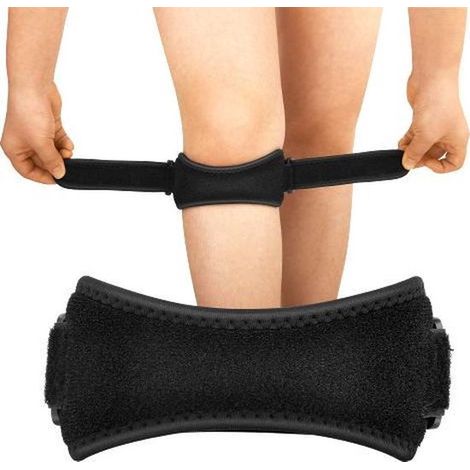 Orthèse rotulienne de soutien du ménisque améliorée avec silicone antidérapant, réglable, orthèse rotulienne absorbant les chocs pour l'haltérophilie. (1/3)