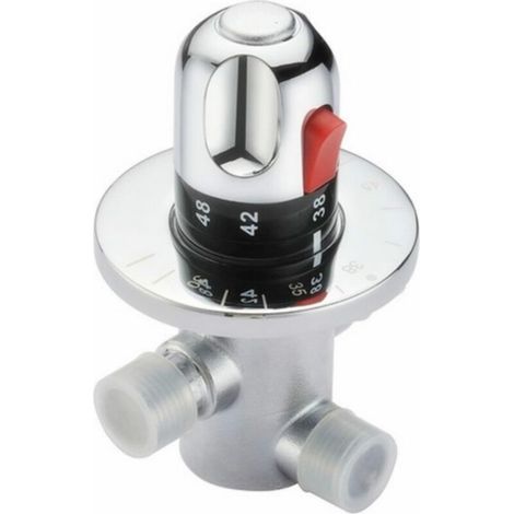 Thermostatic mixing valve, hot and cold water, solid brass thermostatic mixer tap, fixed temperature mixing valve for kitchen sink, bathroom, toilet, G1/2 (1/4)