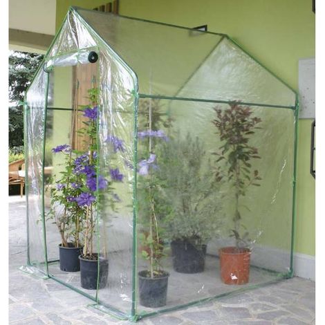 Serre-maisonnette Verdemax “Clematis” 155×155×H205 cm – bâche transparente incluse (1/2)