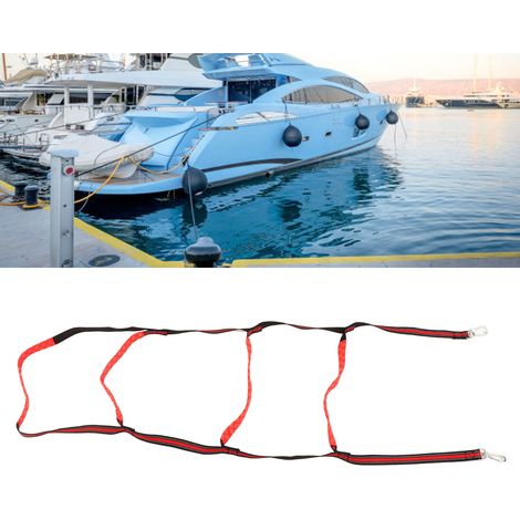 Échelle de bateau portable pour yacht, avec corde d'aide à l'embarquement et mousqueton, rouge, 4 marches (1/5)