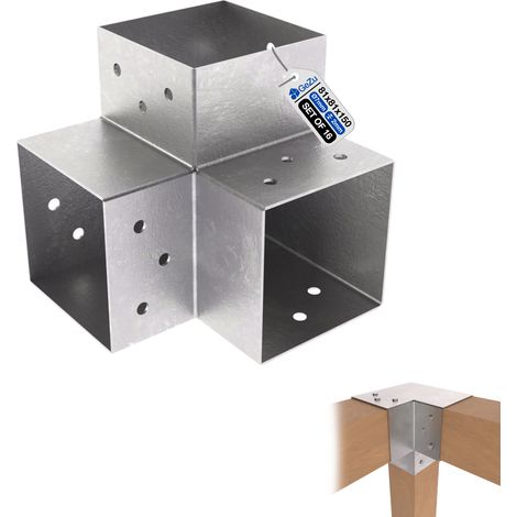 Lot de 16 Connecteur de poteau en Y 81 x 81 mm – Galvanisé à chaud – Connecteur d’angle droit 3 voies pour pergola et pavillon – GeZu Impex (1/5)