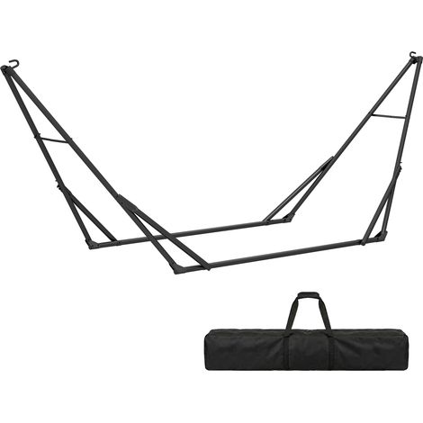 Soporte plegable para hamaca – Longitud 290 cm – Ajustable – Acero con bolsa – Capacidad de carga 120 kg – Negro