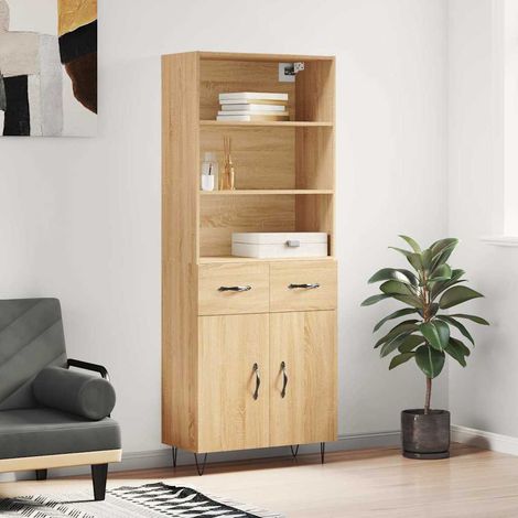 Highboard Sonoma-Eiche 69,5x34x180 cm Holzwerkstoff (1/5)