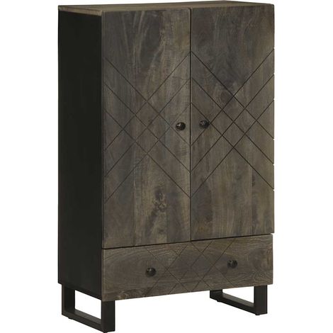 Aparador alto madera maciza de mango negro 60x33x100 cm vidaXL (1/5)