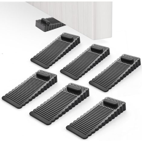 Cale Porte Sol PVC 6 Pièces Réglable en Hauteur et Empilable, Bloque Porte pour Tous Types de Portes et Sols - Noir (1/5)