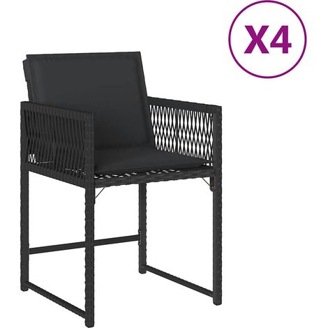 Lot de 4 Chaises de jardin,Chaise d'extérieur avec coussins noir résine tressée CFW3836225 (1/5)
