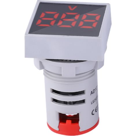 Voltmetre LED Digital Mini Rouge 20-500V AC Indicateur Carre Tension Affichage Lampe Signal Prise (1/5)