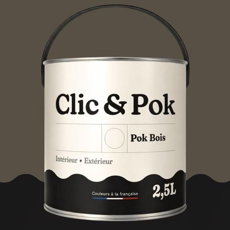 Peinture Bois Extérieur – POK BOIS - 2,5L - RAL 7013 - Gris brun- Résistante aux intempéries - Ne s'écaille pas