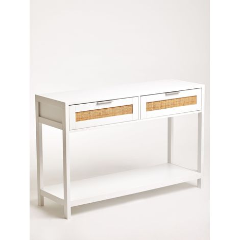 Interiors by Premier Rustic White Wood Console Table, Ample Space Hallway Table, Eaisly Maintained Console Table With Drawers (1/4)