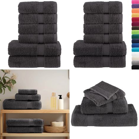 6 tlg. Premium-Handtuch-Set SOLUND Anthrazit 600 g/m² - Baumwolle - Handtücher - Duschtücher - Badeset - Anthrazit - Home & Living (1/5)