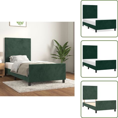 Bettgestell ohne Matratze Dunkelgrün 90x190 cm Samt - Samtbetttgestell - Bettestel Mit Kopfstütze - Doppelbett - Boxspringbett - Nachttisch (1/5)