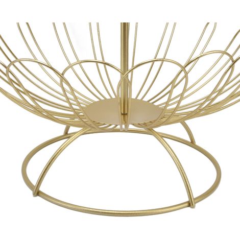 Zweistöckige Obstschale, modernes nordisches Design, abnehmbarer geometrischer Goldkorb zur Dekoration. (1/5)