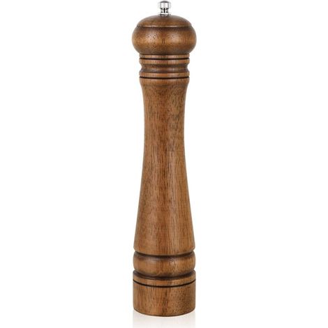 Moulin à poivre en bois, moulin à poivre de 10 pouces, moulin à poivre, salière avec rotor en céramique réglable, moulin à poivre en bois de chêne pour votre cuisine (1/5)