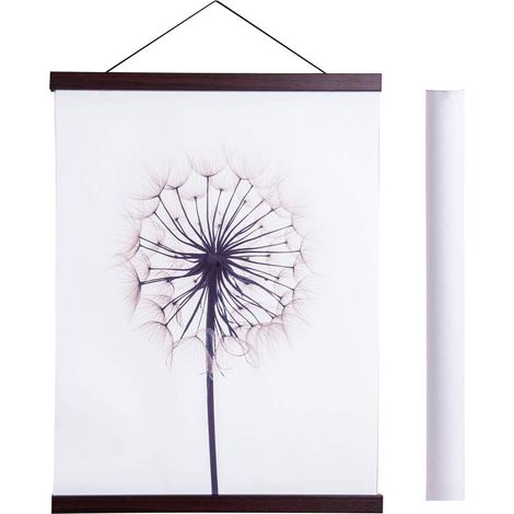 Barre magnétique en bois pour accrocher des affiches, crochet mural magnétique, baguettes pour cadre, cadre pour photo, 25 x 50 (10 x 20 pouces, Noyer) (1/5)