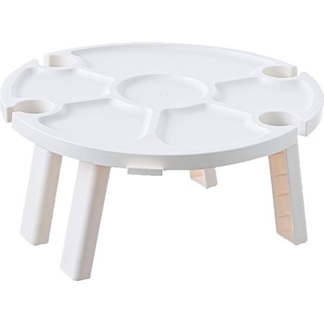 Table pliable pour vin portable structure robuste facile à nettoyer plateau snack pour randonnée parc plage blanc (1/4)
