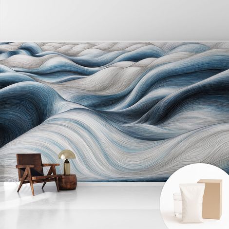 Newroom Tapete Dekorative Vliestapete mit Kleber Modern für Wohnzimmer Schlafzimmer Sanfte Wellen 416x254 cm (1/5)