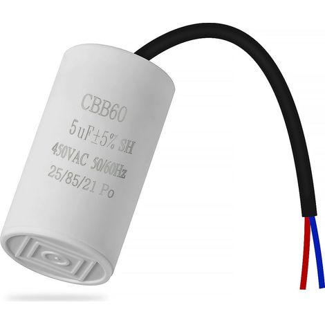 CBB60 450v 5uf 50/60HZ condensateur de démarrage,condensateur de marche du moteur,condensateur de moteur,condensateur microfarad avec fil