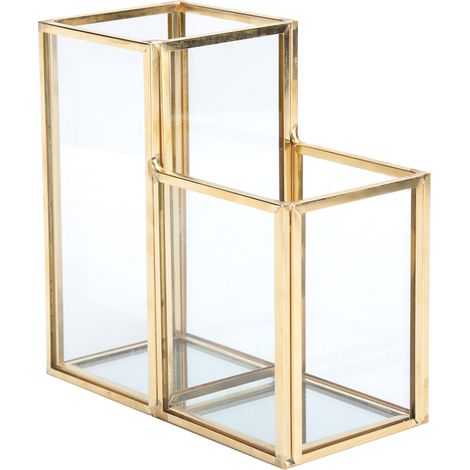 Pot de rangement en verre pour jardin, colonne polygonale, barre en laiton doré soudée, boîte à fleurs (1/5)