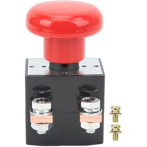 Botón pulsador de parada de emergencia, resistente al agua IP67, 220-250 A, 12-220 V, orificio de montaje de 50 mm, para vehículos y carretillas elevadoras. (1/5)