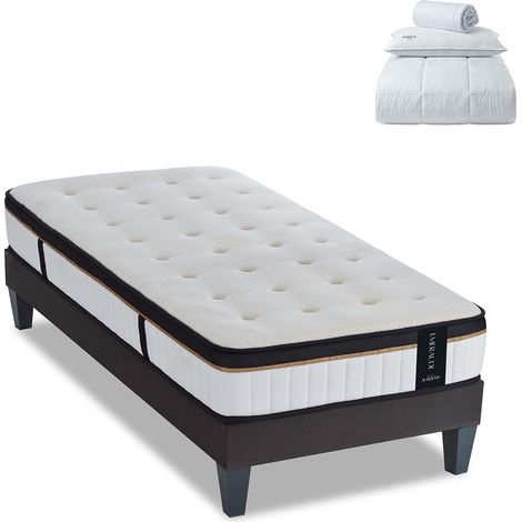 Ensemble Emeraude 90x190 cm + sommier + accessoires - Mousse mémoire - Ép. 24 cm (1/5)