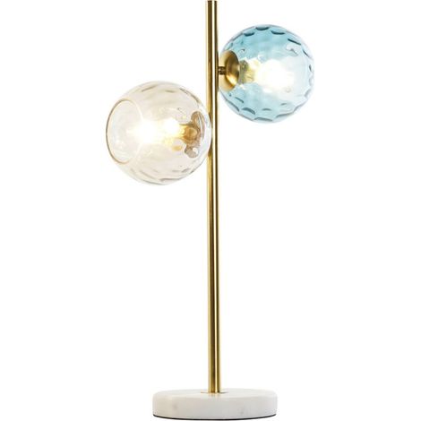 Lampe de salon chic en verre marbré doré et design moderne - Doré et verre multicolore (1/5)