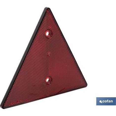 Catadióptrico triangular rojo 155 x 137 mm, instalación rápida y alta visibilidad.