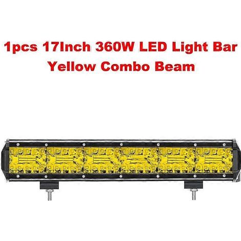 Barre LED NLpearl 4-20 pouces jaune tout-terrain 120 W pour camion, Jeep, SUV, UAZ 4x4, tracteur, bateau, VTT, phares LED 12 V/24 V, 1 pièce, barre jaune 360 W (1/5)