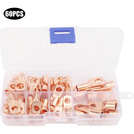 60 pièces kit de cosses à souder, connecteurs annelés pour câble, boîte de rangement, couleur cuivre (1/5)