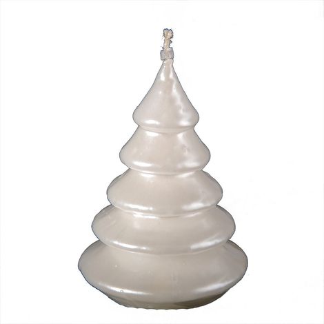 Candela Pino Metallic decorativa in cera color Perla da 13 cm (1/2)