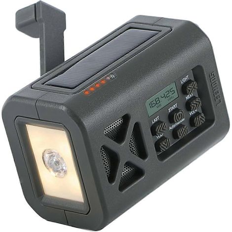 Solarbetriebenes Kurbelradio mit Wetterwarnung, AM/FM-Radio und Taschenlampe