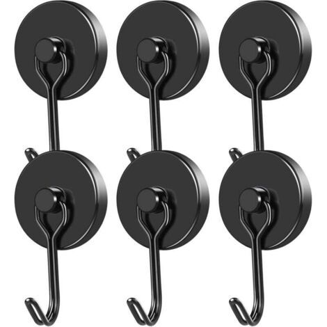 Gancho magnético potente, imán de neodimio negro para nevera, gancho magnético giratorio, ganchos magnéticos para cocina, paños de cocina, tablas de cortar, 6 unidades