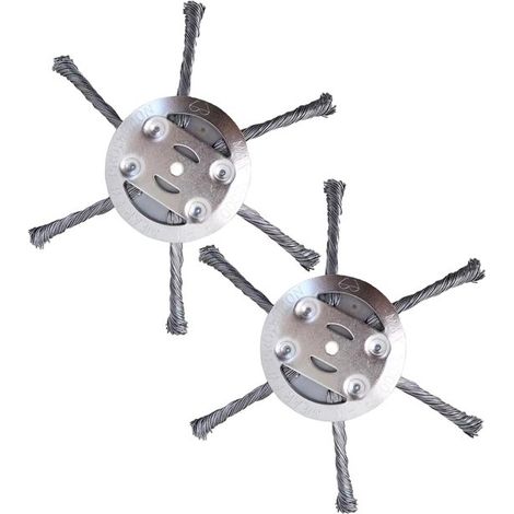 Lot de 2 brosses de débroussaillage pour coupe-bordures, tête de coupe en fil d'acier, diamètre de 5 mm, longueur 15 cm, pièces de rechange pour tondeuse électrique (tête à 6 dents). (1/2)