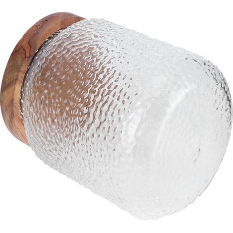 Ensemble de bocaux en verre larges avec couvercle hermétique en bois pour café en grains, biscuits, noix, etc. 500 ml (1/5)