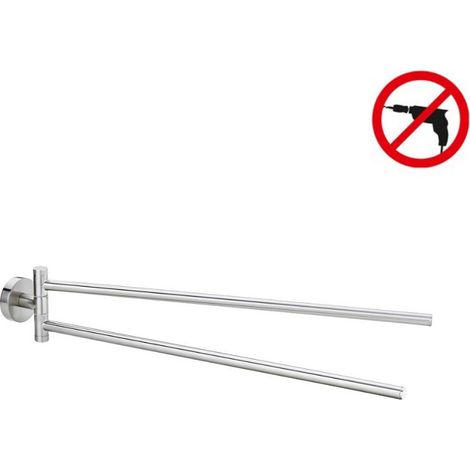 Tesa Toallero de barra Tesa Moon 2 barras giratorias 8,3x5x45,6cm, Metal mate, Cromado, fácil instalación sin taladrar (40303-00000-0 (1/5)
