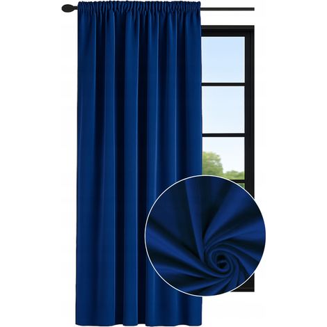 Tenda in velluto pronta all'uso 140x160, tenda per soggiorno, tenda in velluto blu navy (1/5)
