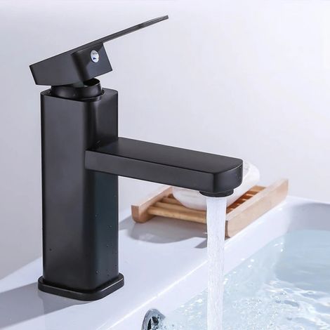 Installation, Du Robinet D'évier De Salle De Bain À Trou Unique, Lavabo, Robinet De Salle De Bain Avec Raccords De Drainage De Tuyau (noir) (1/5)