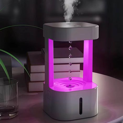 Humidificateur anti-gravité avec reflux des gouttelettes d'eau, appareil d'aromathérapie silencieux à brancher sur secteur, avec brumisation et éclairage sept couleurs. (1/5)