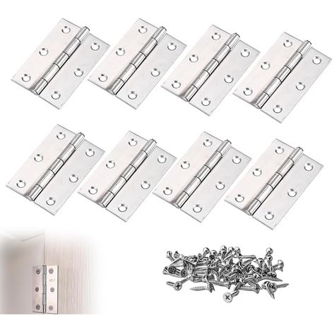 Charniere Porte, 66 38mm Charnières à Roulement Charniere-Inox Pliables, Paumelle Charnières En Acier Inoxydable Plate Pour Maison Meubles Armoire Garde Porte Tiroir (1/4)