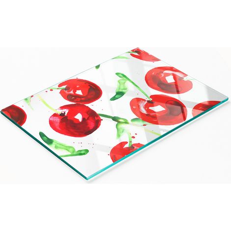 Planche décorative multifonctionnelle de cuisine en verre trempé couleur cerisier 80 x 52 cm (1/5)