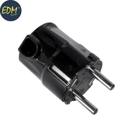 Schuko-Stecker EDM T/TL 16A seitlicher Ausgang 4,8 mm schwarz (einziehbar)