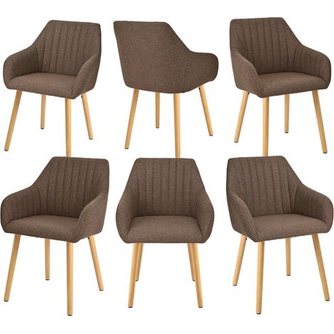 Goeurvant Sedie da pranzo minimaliste con supporto lombare comodo, braccioli ergonomici e gambe in legno robuste - Set di 6 – Marrone scuro