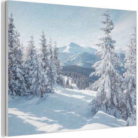 Acoustic Felt Wall Art Winter landscape - Nature - Mountain - Trees - Snow 100x70 cm (1/5)