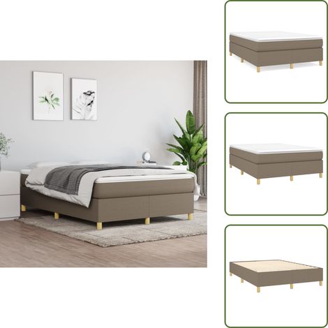 The Living Store Sommier à lattes de lit avec matelas Taupe 140x190 cm Tissu - Matelas à ressorts ensachés