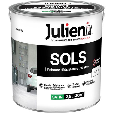 Julien Peinture Sols Extrême Intérieur et Extérieur - Chapes béton, ciment lissé, briques, asphalte, planchers et parquets - Blanc 2,5 L