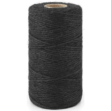 Ficelle de Jute Corde en Jute 2mm x 100M pour Travaux Manuels, Décoration, Emballage Cadeau, Jardinage (Noir) (1/5)