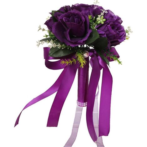Bouquet De Mariée - Fleur Artificielle En Forme De Rose - Diamètre 24 Cm Hauteur 20 Cm - Pour Cérémonie Mariage Ou Décoration Événementiel - 1 Pièce (1/3)
