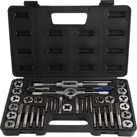 Jeu de 40 tarauds et filières M3-M12 avec clés et jauge de filetage - Outils à main robustes (1/5)