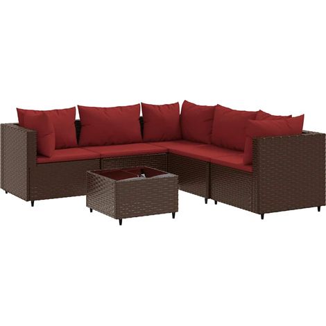 Maison Exclusive - Set Mobili da Giardino 6pz con Cuscini in Polyrattan Marrone