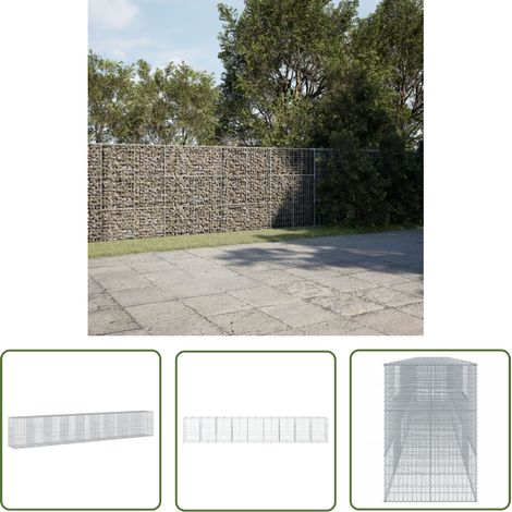 vidaXL Gabione mit Deckel 900x100x150 cm Verzinktes Eisen (1/5)